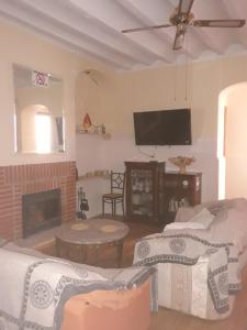 a living room with a tv and a fireplace at Alojamiento Rural - El Rocin in Elche de la Sierra