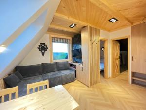 una sala de estar con un sofá y una mesa en Apartamenty pod Tatrami, en Zakopane