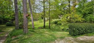 einen Garten mit Bäumen und ein Vogelhaus auf einem Baum in der Unterkunft Villa D'Andy - Collection Idylliq in Paron