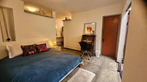 a bedroom with a bed and a desk in it at Espaço Spa in São Paulo