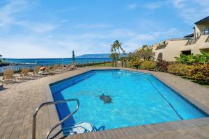 a swimming pool with a turtle in the water at Napili Point C22 · NP C22 Oceanfront Views from 2BD West Maui Co in Lahaina