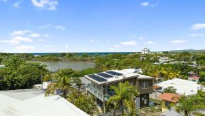 an aerial view of a house with a river at Las Palmas Beach House with Private Pool and Pool Table in Ensenada
