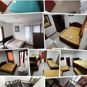 a collage of different pictures of a room at Hotel clásico in Manizales