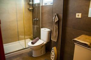 a bathroom with a toilet and a shower at El Arenal de Famara by Escape Home in Famara +14 photos