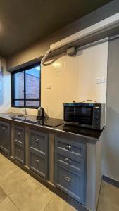 a kitchen counter with a microwave and a sink at TempoJUY in San Salvador de Jujuy +7 photos