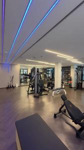 a gym with several treadmills and exercise bikes at TrevizZo Mercure! in Sao Paulo