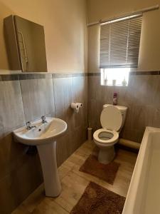 a bathroom with a toilet and a sink at Modern Style Apartments, An Escape From The City in Pretoria