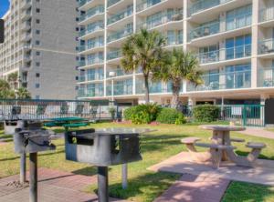 a park in front of a large apartment building at Ashworh 1001 Four Bedroom Condo Oceanfront "Picture Perfect" in North Myrtle Beach