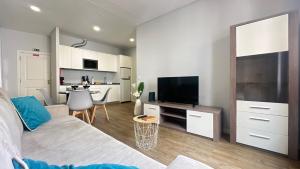 un salon avec un canapé et une télévision à écran plat dans l'établissement Sea and Sun 4 You - BeatMann, à Funchal