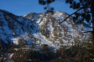 une montagne recouverte de neige avec des arbres dans l'établissement Kingsbury of Tahoe, à Stateline