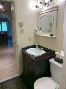 a bathroom with a sink and a toilet and a mirror at Le Belvedère Mont-Tremblant in Mont-Tremblant +17 photos