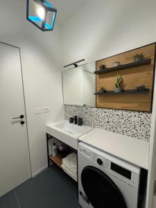 a laundry room with a washer and dryer at Affittacamere38A in Pordenone