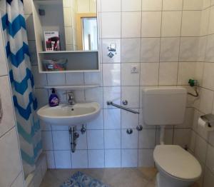 ein Bad mit einem WC und einem Waschbecken in der Unterkunft Apartments Lalić in Vir