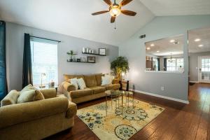 a living room with two couches and a ceiling fan at 18 Larkspur Ln Emerson in Emerson