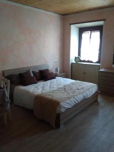 um quarto com uma cama grande e uma janela em Apartments Il Delfino em Aosta