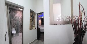 ein Badezimmer mit WC und eine Vase mit Pflanze in der Unterkunft Casa, Habitación, Alojamiento, Estancia- in Chiapa de Corzo + 26 Fotos