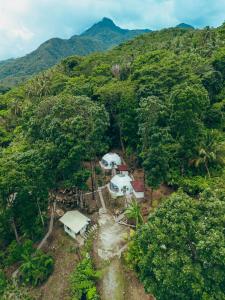 an aerial view of a house in the forest at Matahom Forest Glamping Tent 1 in Camiguin