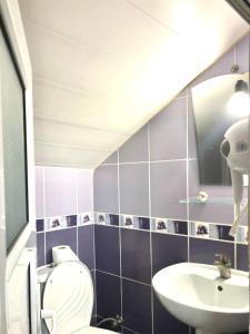 a bathroom with a toilet and a sink at Deka apartments 7 in Fethiye