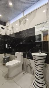 斋浦尔Joey's Hostel的带马桶和水槽的浴室 更多15张照片