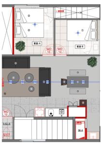 two views of a floor plan of a house at WhiteGarden YIG STAY in Furano
