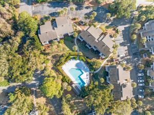 an overhead view of a house with a swimming pool at Lagoon Villa 43 - Close to Ocean! Easy Access to Resort! in Isle of Palms