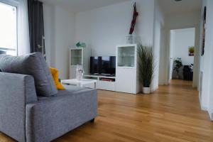 TV a/nebo společenská místnost v ubytování Ferienwohnung MySkyline Offenbach