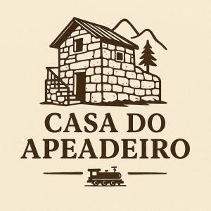 a logo of a stone house and a train at Casa do Apeadeiro in Vila Pouca de Aguiar