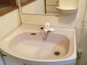 a white sink in a bathroom with a mirror at Strawberry Villa - Vacation STAY 16883 in Ichihara