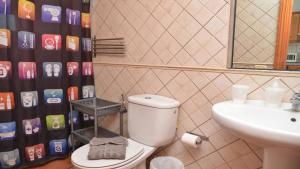 un baño con inodoro y lavabo en La Lonja 1, en Valle Gran Rey 39 fotos más