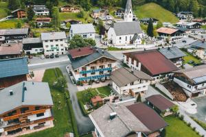 an aerial view of a small town with buildings at Haus Kapeller in Sankt Jakob in Haus