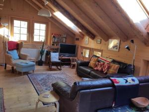 Una televisión o centro de entretenimiento en Chalet La Frassonayaz