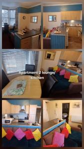 a collage of pictures of a kitchen and a living room at Morwenna Luxury Holiday Apartments in Llandudno