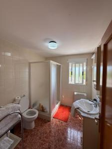 a bathroom with a toilet and a sink and a shower at Cortijo Celia in Salobreña