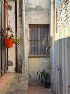 a building with a window and a potted plant at 3260HOSTEL in Concepción del Uruguay +35 photos