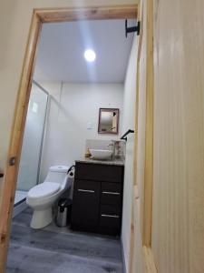 un baño con inodoro y lavabo en Contenedor el Colibrí, en Naranjo 4 fotos más
