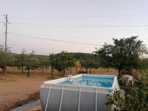 a hot tub in a field with a cow at Vila Ana Marija in Berovo
