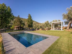 a swimming pool in the middle of a grassy yard at Villa in Tuscany with Pool and Olive Grove in Vicopisano