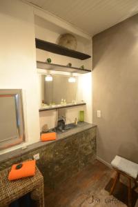 a bathroom with a sink and a mirror at La Bigourd'in in Escoubès-Pouts +53 photos
