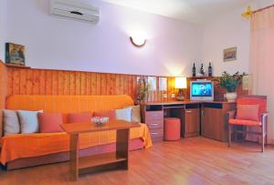 a living room with a couch and a table at Apartments Radis in Zaton