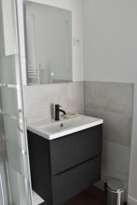 a bathroom with a sink and a mirror at Zen Cottage - Centre ville in Brest