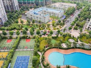 an overhead view of a park with a pool and buildings at Smart-i11611 in Phú Thú