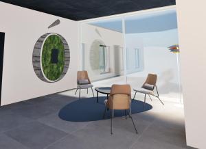 a room with chairs and a table with a circle on the wall at Hotel OstOria, BW Signature Collection in Marsac-sur-lʼIsle
