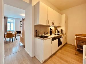 Kuchyň nebo kuchyňský kout v ubytování SERVUS HOMES - Metro Stadthalle - SOUND OF MUSIC