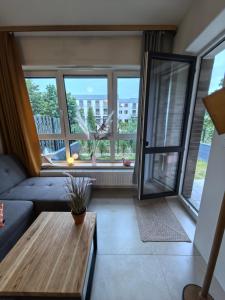 a living room with a couch and a window at Nocleg w Olecku Parkowa in Olecko
