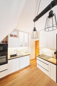 Køkken eller tekøkken på Gut Apartment - 2 sypialnie, duża kuchnia, kino domowe NETFLIX & HBO, kryty parking, szybkie WIFI, 5km od Zakopane