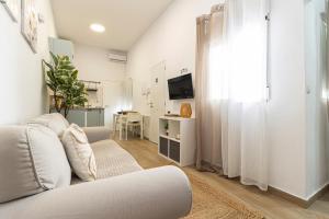 ein Wohnzimmer mit Sofa und Fernseher in der Unterkunft Apartamento Santa Clara 3 in Jerez de la Frontera
