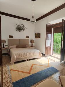 une chambre avec un lit et une grande fenêtre dans l'établissement Casa PALIANI, à Cordoue