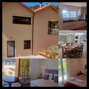 un collage di immagini di una casa con un tavolo e una cucina di Serração House - Gerês a Rio Caldo