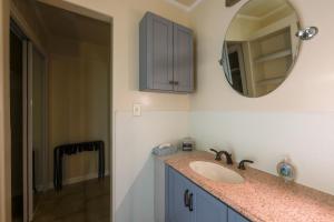 a bathroom with a sink and a mirror at 9 Mi to UAB Tranquil Remote-Work Escape! in Wisteria Commons +16 photos
