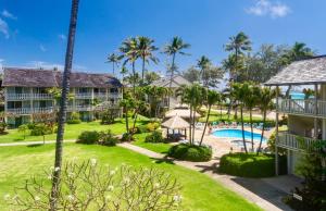 an aerial view of the resort and the pool at Condominiums in kapaa in Kapaa